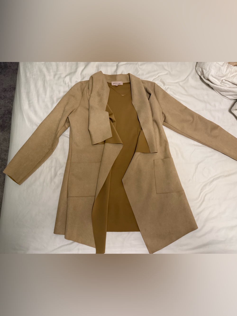 Philosophy Light Beige Open-Front Coat with Pockets